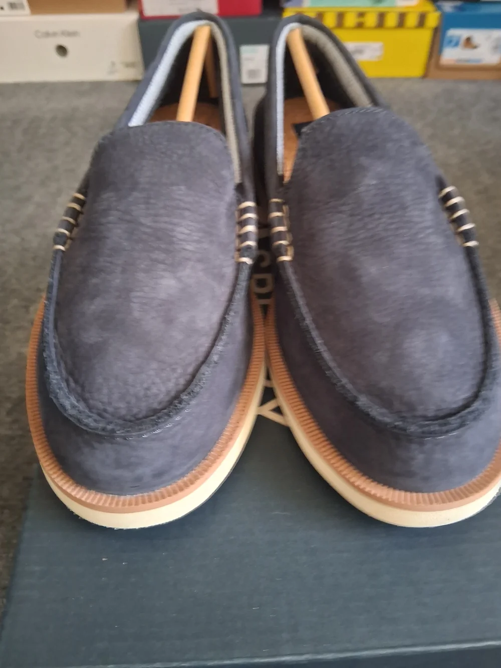 Sperry Men's US SIZE 8 A/O VEN DS NUBUCK  Navy Suede Penny Loafers NEW W/BOX